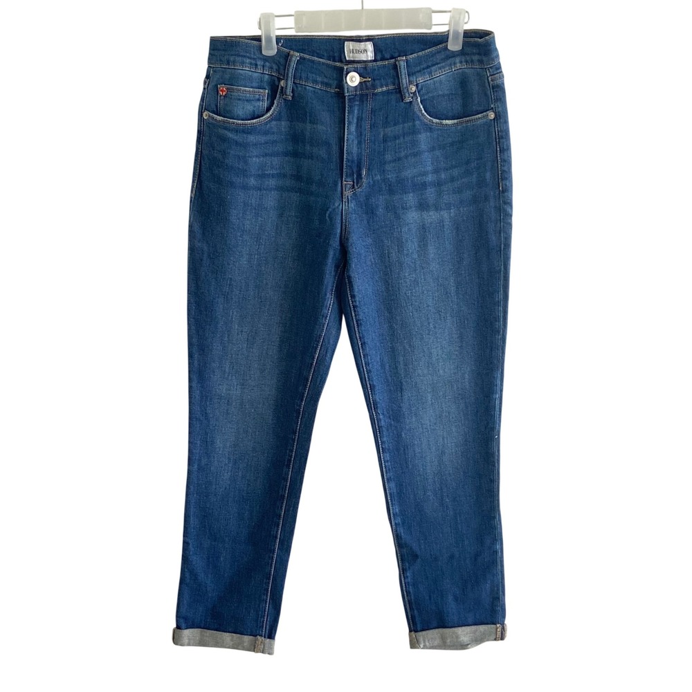 Hudson Natalie Midrise Slim Boyfriend Jeans Blue Cropped Denim 28